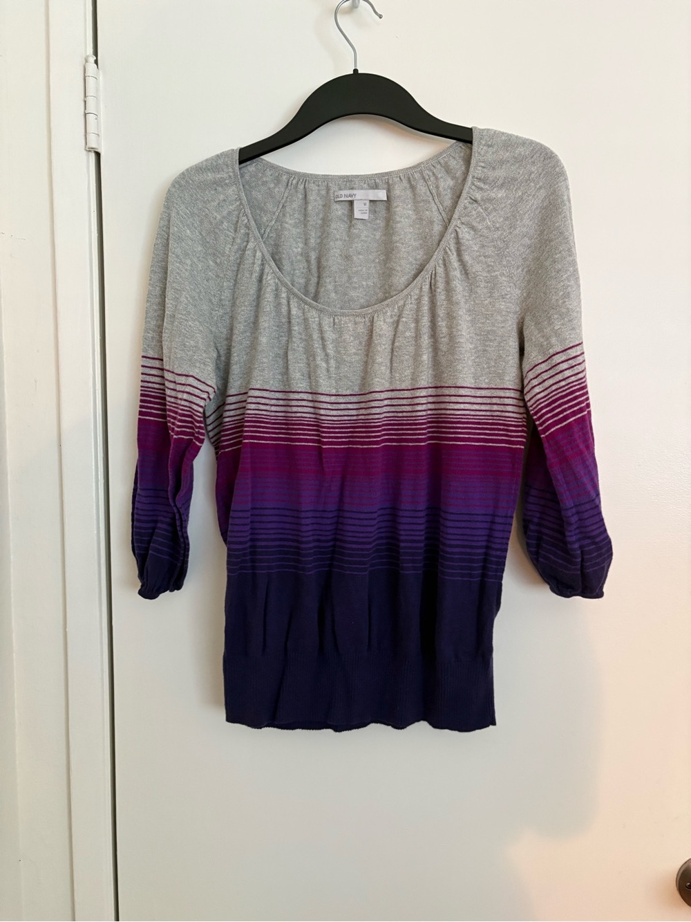 OLD NAVY Striped Ombre Scoop Neck Women's Top